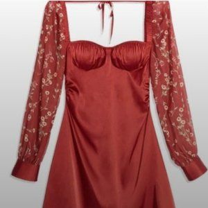 WeWoreWhat Puff Sleeve Mini Dress- Red